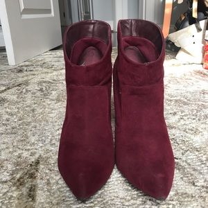 Merlot Red Faux Suede Booties